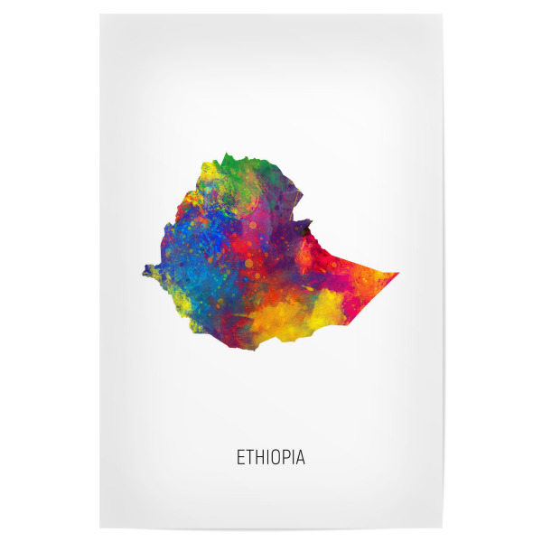 Poster 30x20 cm "Ethiopia Watercolor Map" artboxONE - Kartografie - Ethiopia,Map,Watercolor,Painting
