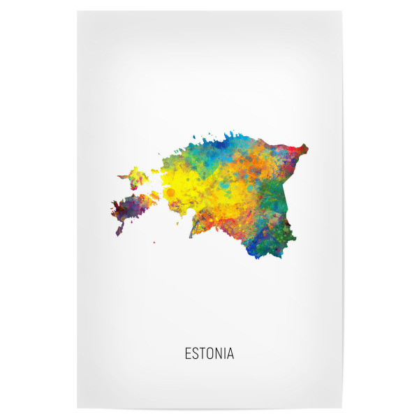 Poster "Estonia Watercolor Map" artboxONE - Kartografie - Estonia,Map,Watercolor,Painting