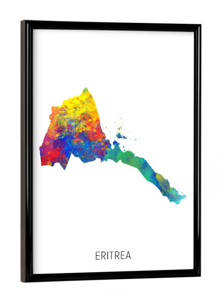 Poster mit schwarzem Rahmen "Eritrea Watercolor Map" artboxONE - Kartografie - Eritrea,Map,Watercolor,Painting