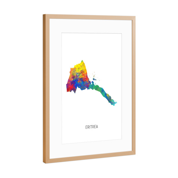 Poster mit Rahmen Kupfer "Eritrea Watercolor Map" artboxONE - Kartografie - Eritrea,Map,Watercolor,Painting