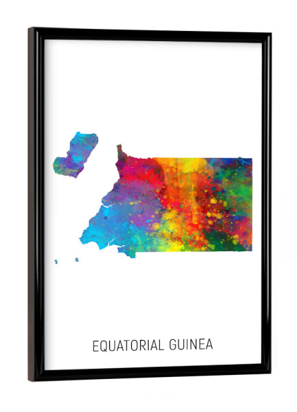 Poster mit schwarzem Rahmen "Equatorial Guinea Watercolor Map" artboxONE - Kartografie - Equatorial guinea,Map,Watercolor,Painting