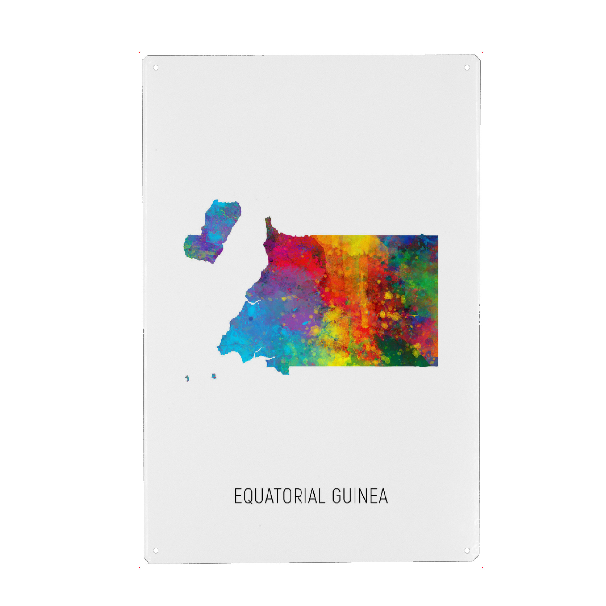 Metall Poster "Equatorial Guinea Watercolor Map" artboxONE - Kartografie - Equatorial guinea,Map,Watercolor,Painting - Blechschild