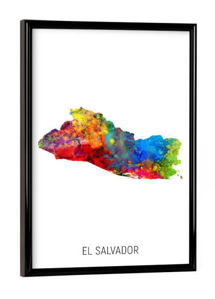 Poster mit schwarzem Rahmen "El Salvador Watercolor Map" artboxONE - Kartografie - El salvador,Map,Watercolor,Painting