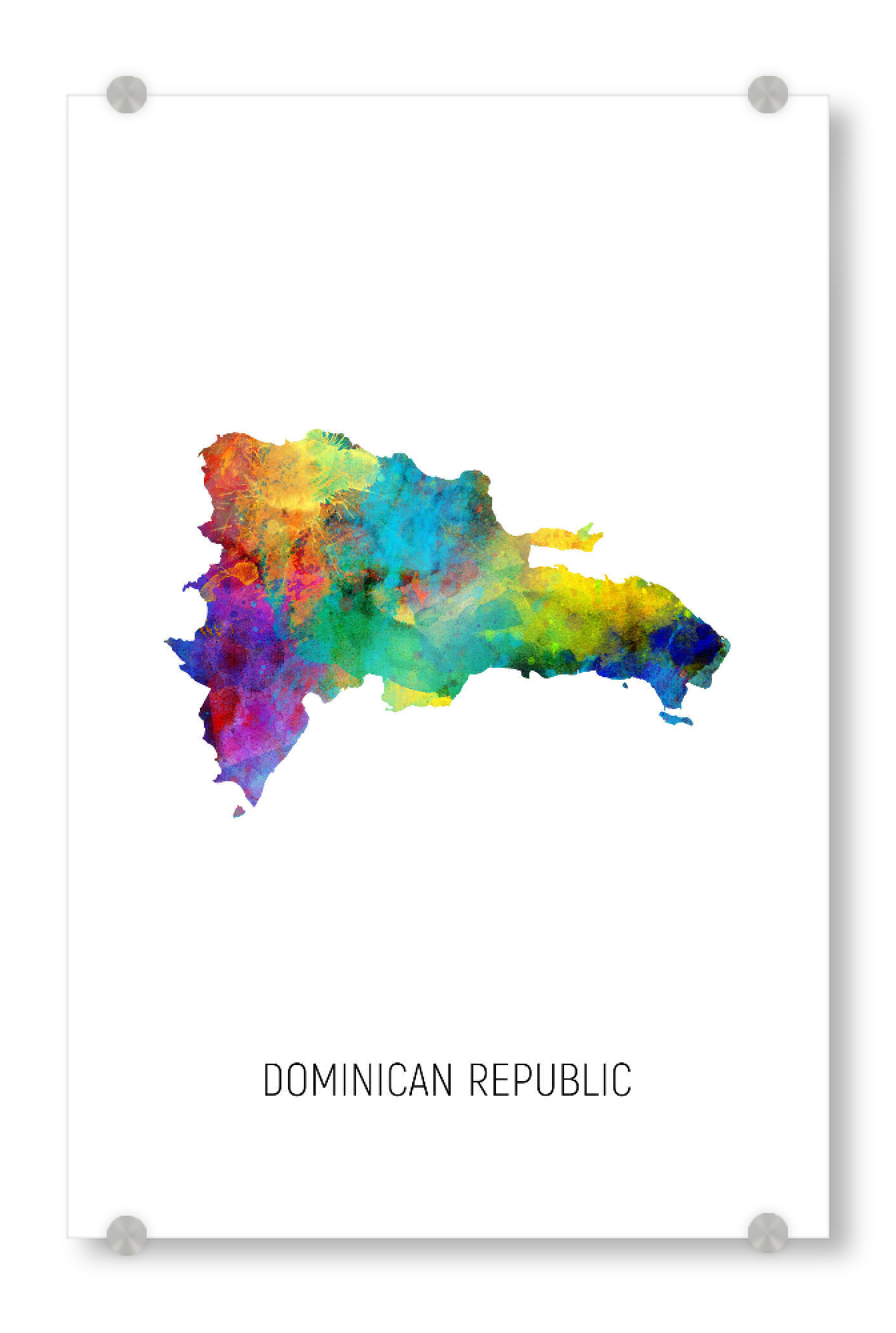 Acrylglasbild "Dominican Republic Watercolor Map" artboxONE - Kartografie - Dominican republic,Map,Watercolor,Painting