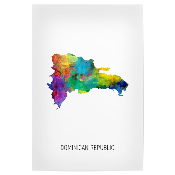 Poster "Dominican Republic Watercolor Map" artboxONE - Kartografie - Dominican republic,Map,Watercolor,Painting
