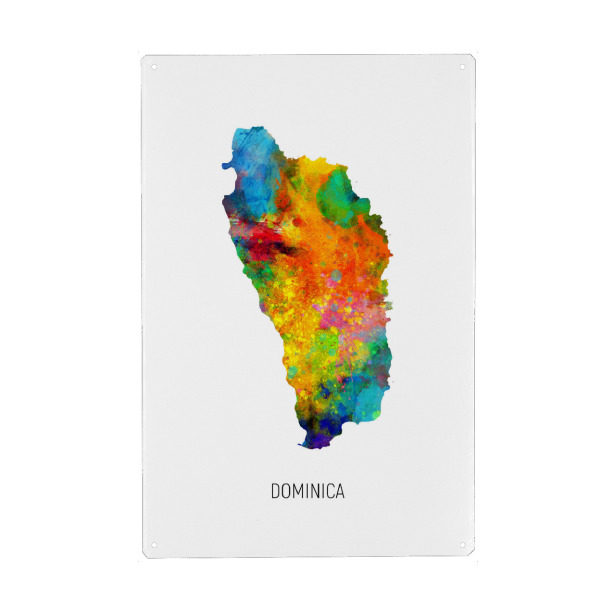 Holzbild "Dominica Watercolor Map" artboxONE - Kartografie - Dominica,Map,Watercolor,Painting,10819