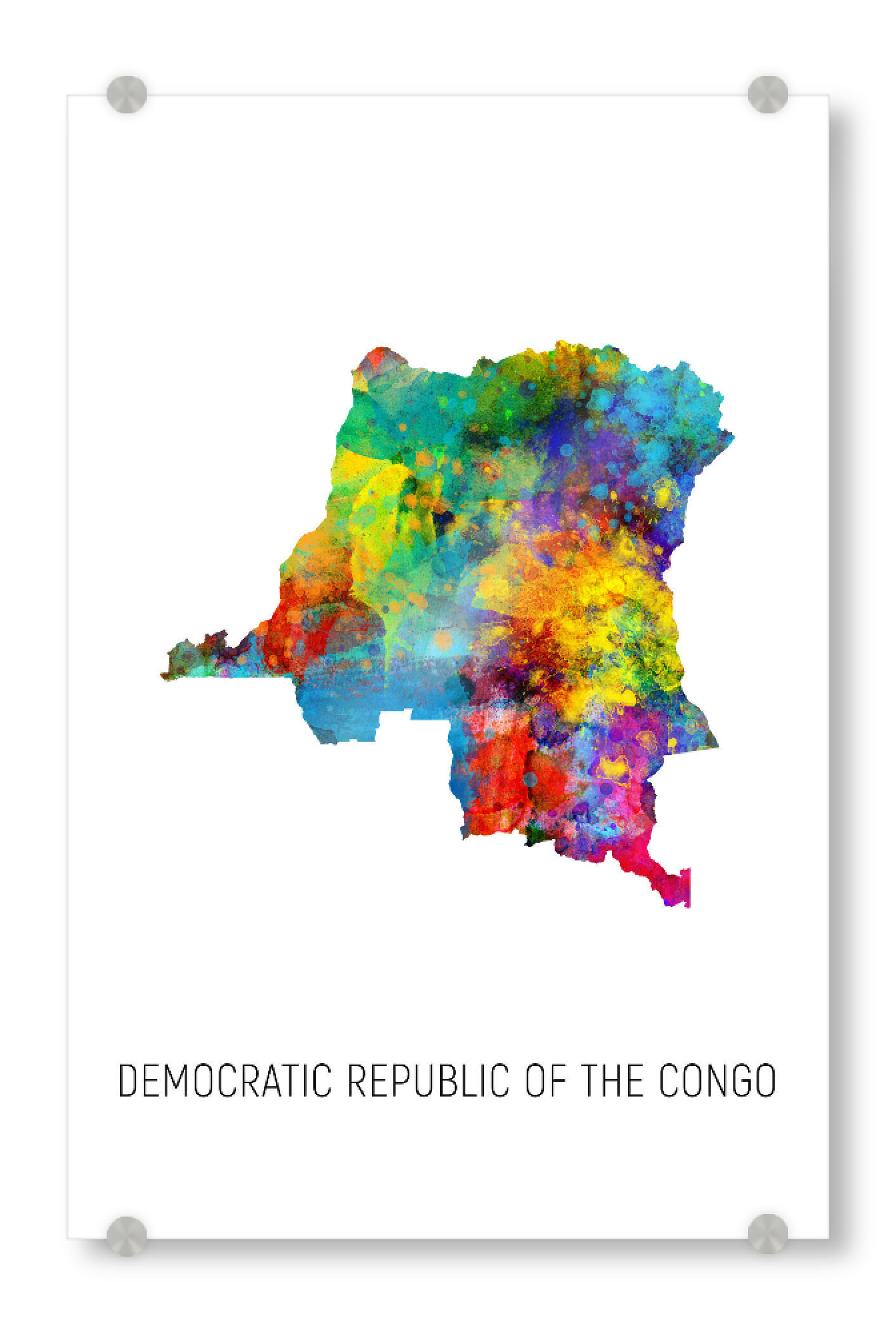 Acrylglasbild "Democratic Republic Congo Map" artboxONE - Kartografie - Democratic republic of the congo,Map,Watercolor,Painting