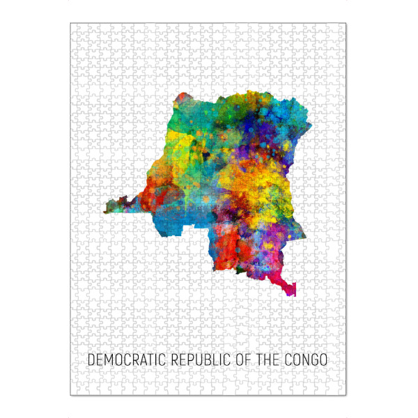 Puzzle Ravensburger "Democratic Republic Congo Map" artboxONE - Kartografie - Democratic republic of the congo,Map,Watercolor,Painting