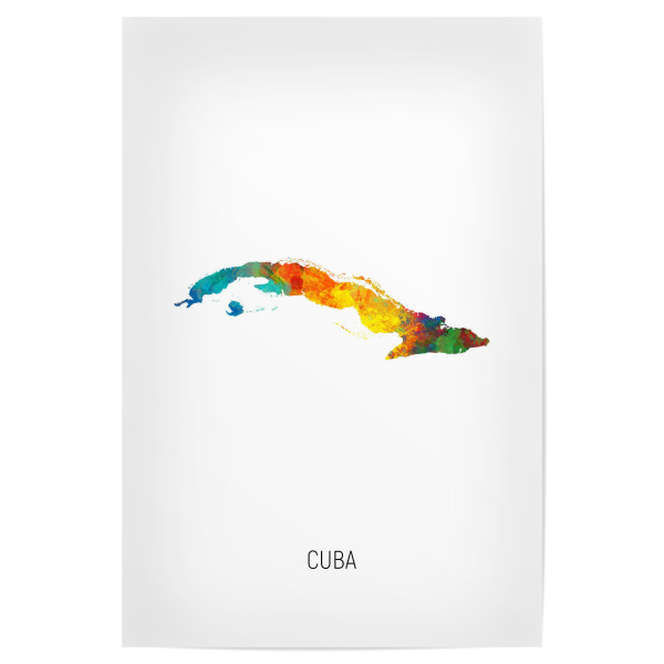 Poster "Cuba Watercolor Map" artboxONE - Kartografie - Cuba,Map,Watercolor,Painting