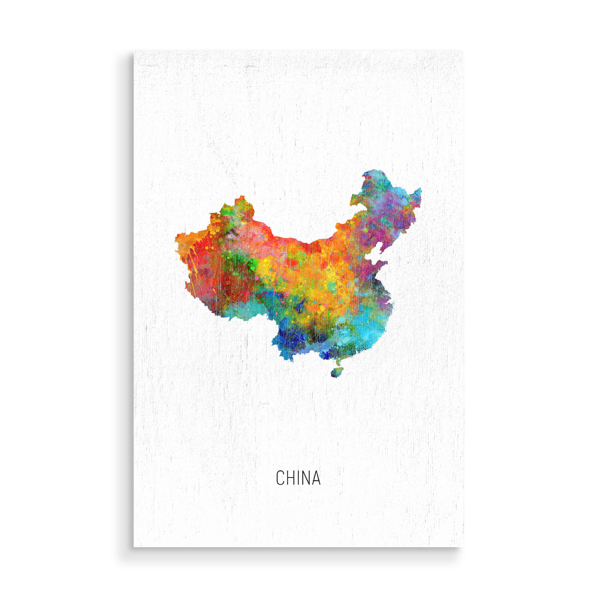 Holzbild "China Watercolor Map" artboxONE - Kartografie - China,Stadtkarte,Map,Watercolor,Painting
