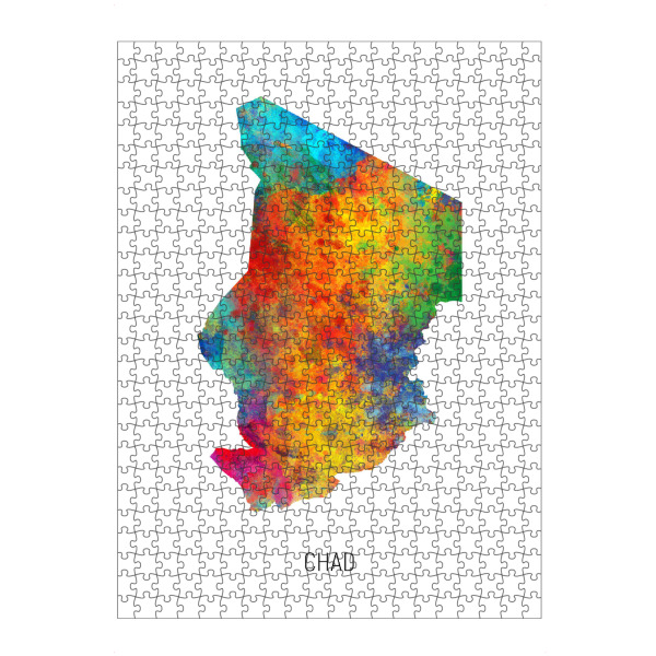 artboxONE Puzzle "Chad Watercolor Map" artboxONE - Kartografie - Chad,Stadtkarte,Map,Watercolor,Painting - Bild chad