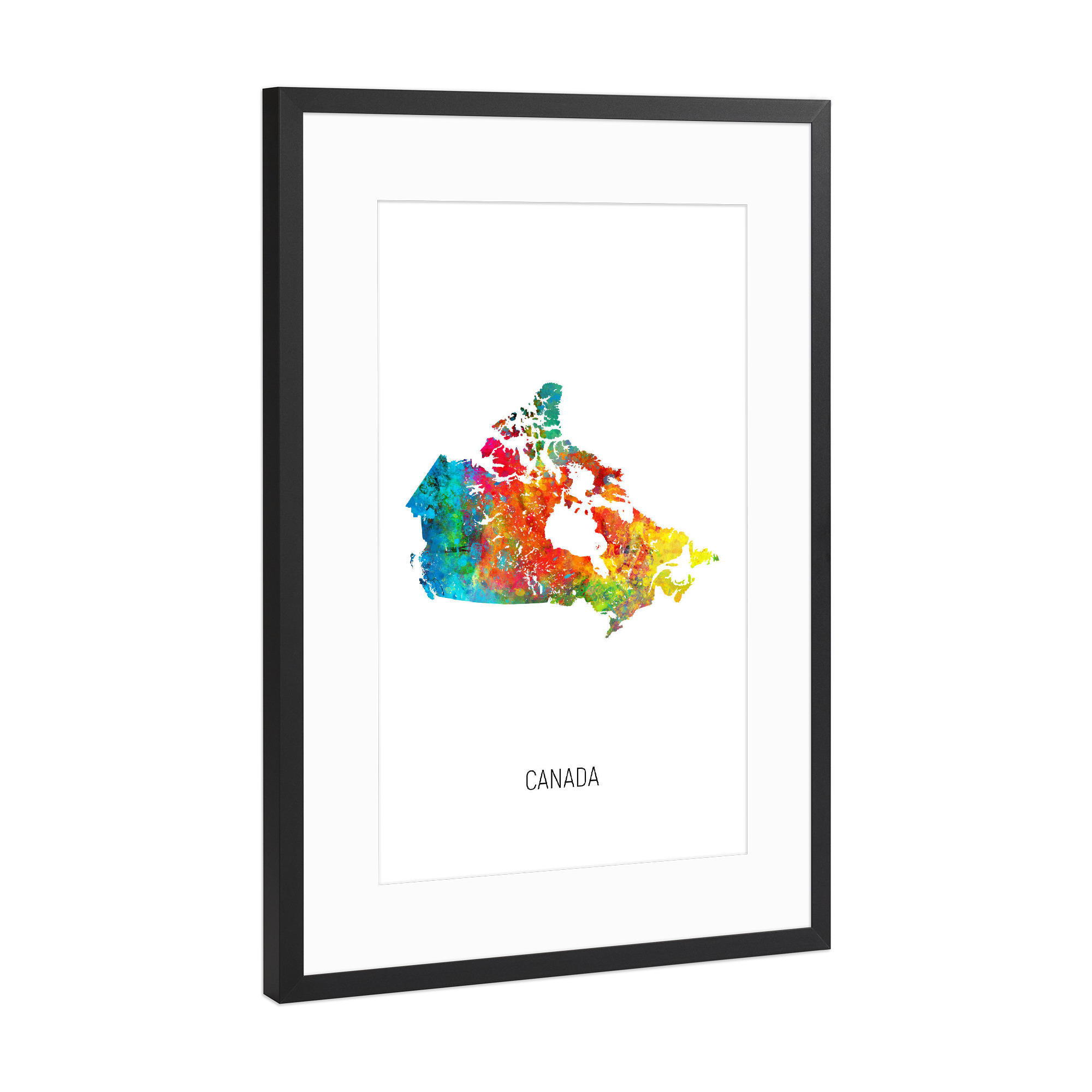Poster mit Rahmen Schwarz (Metallic) "Canada Watercolor Map" artboxONE - Kartografie - Canada,Stadtkarte,Map,Watercolor,Painting
