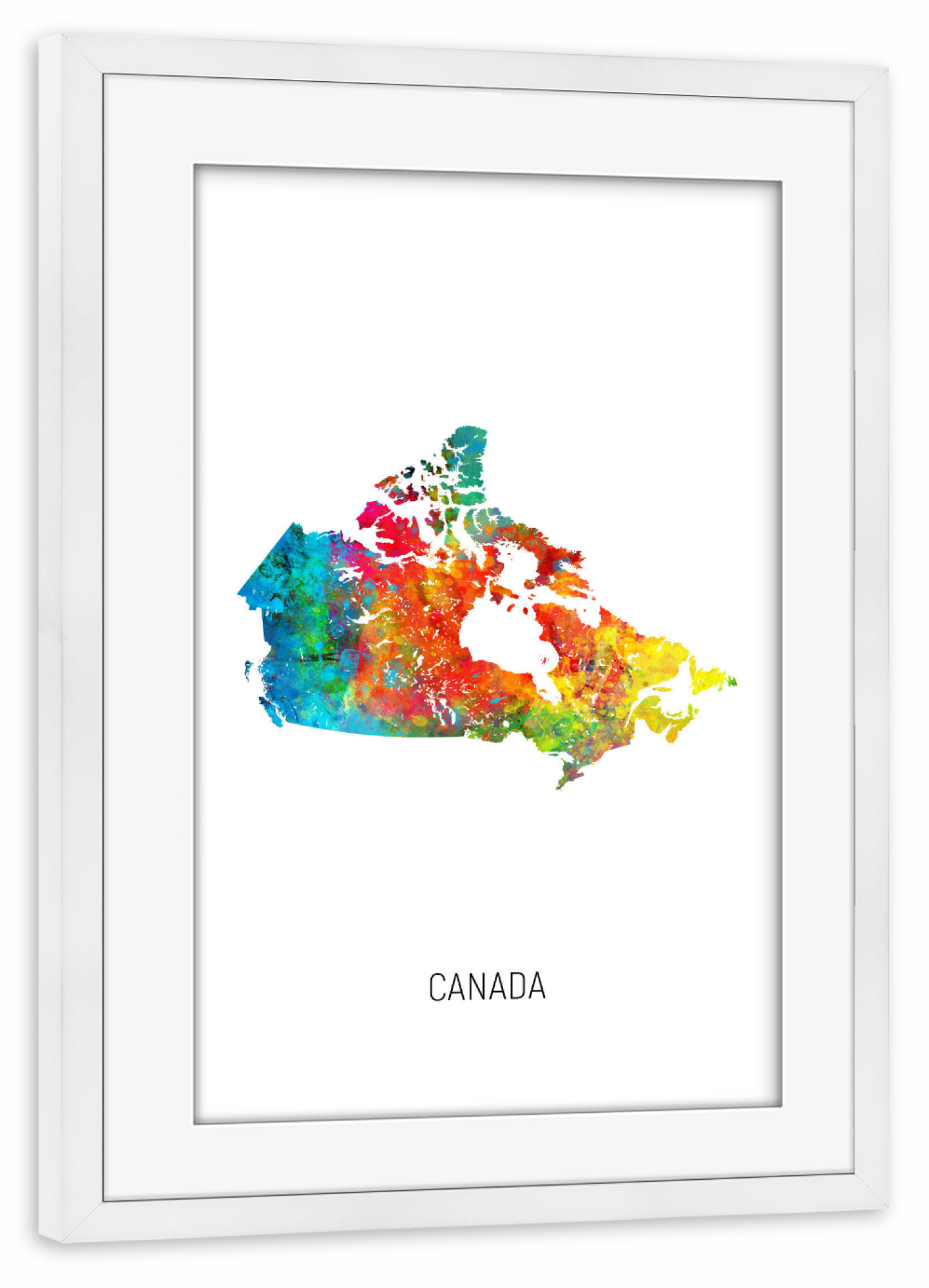 Poster mit Rahmen weiß "Canada Watercolor Map" artboxONE - Kartografie - Canada,Stadtkarte,Map,Watercolor,Painting
