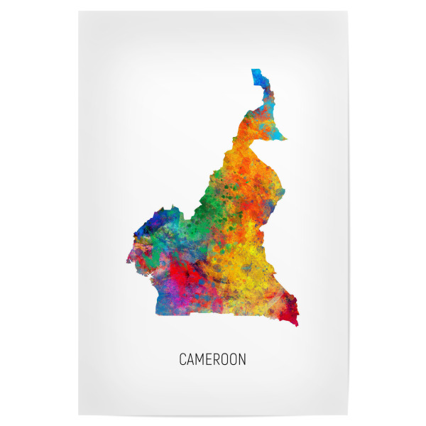 Poster "Cameroon Watercolor Map" artboxONE - Kartografie - Cameroon,Stadtkarte,Map,Watercolor,Painting