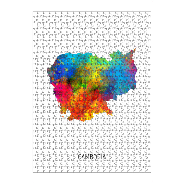 artboxONE Puzzle "Cambodia Watercolor Map" artboxONE - Kartografie - Cambodia,Stadtkarte,Map,Watercolor,Painting - Bild cambodia