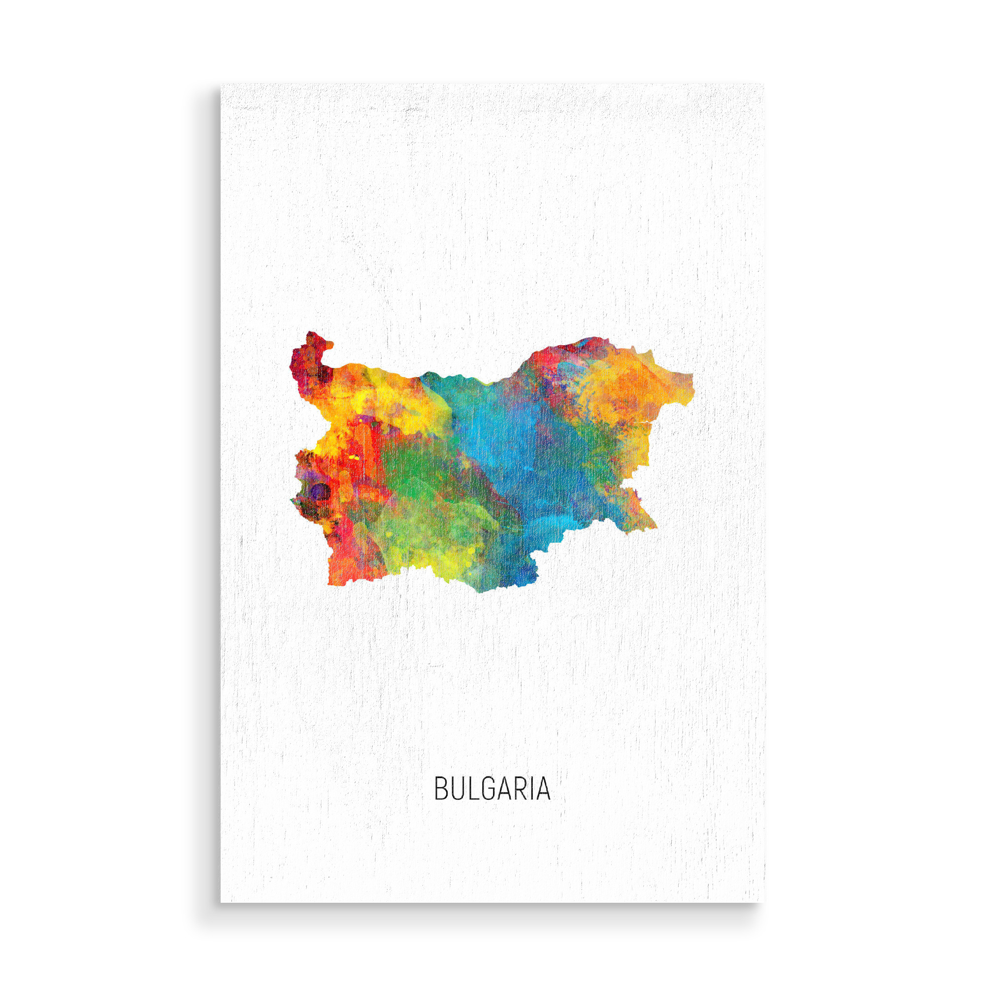 Holzbild "Bulgaria Watercolor Map" artboxONE - Kartografie - Bulgaria,Stadtkarte,Map,Watercolor,Painting
