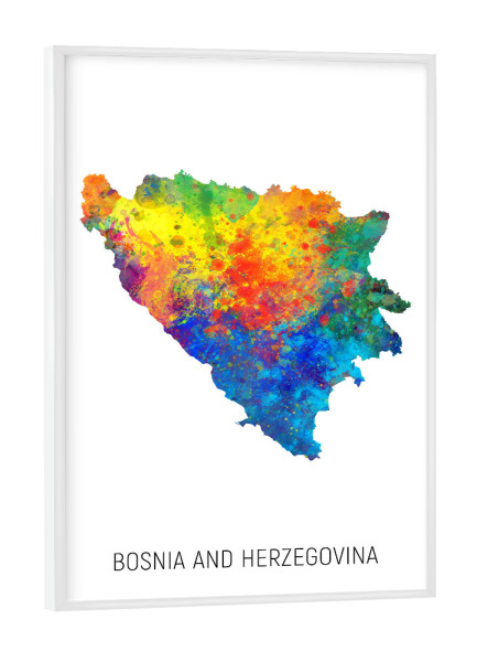 Poster mit weißem Rahmen "Bosnia Herzegovina Watercolor Map" artboxONE - Kartografie - Bosnia and herzegovina,Stadtkarte,Map,Watercolor,Painting
