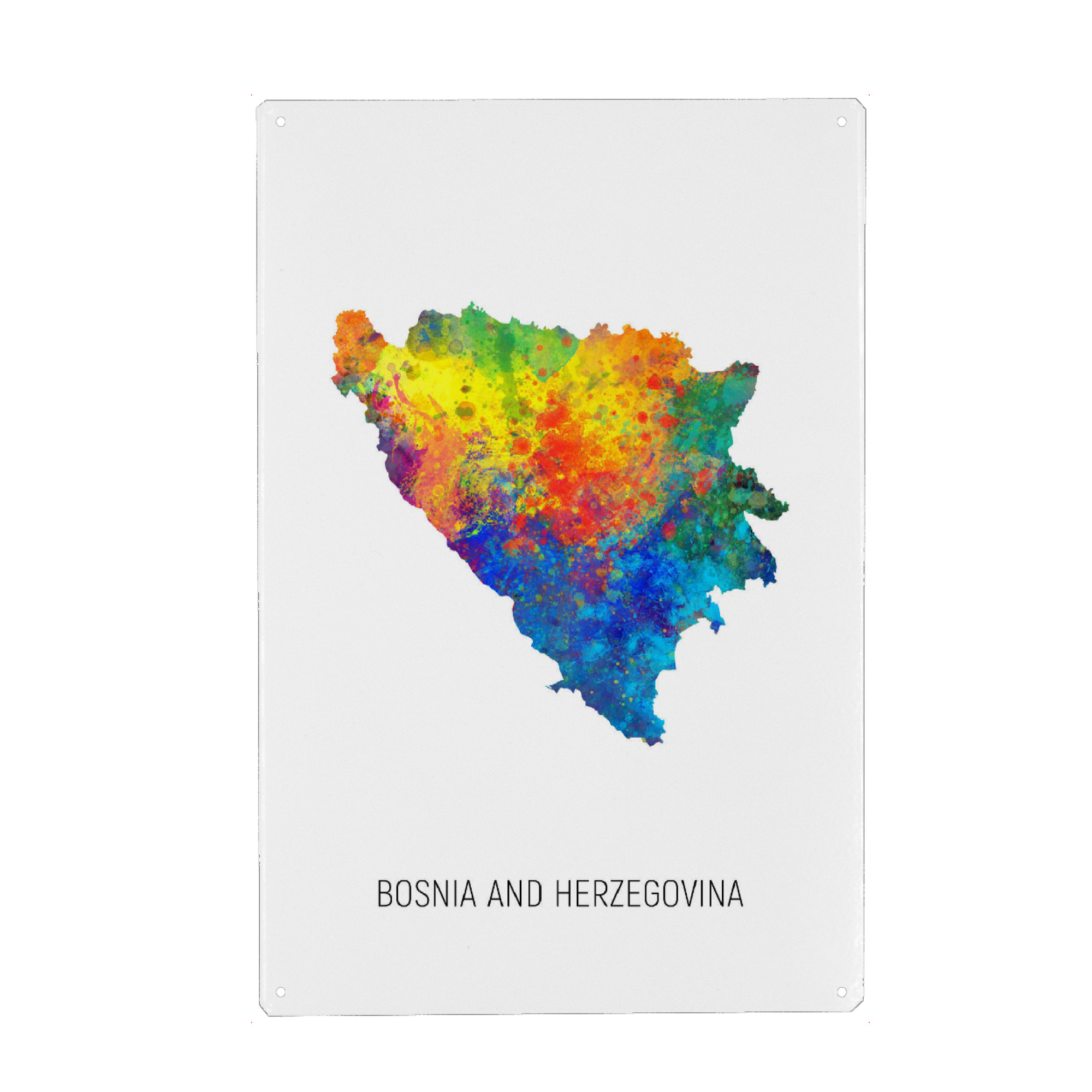 Metall Poster "Bosnia Herzegovina Watercolor Map" artboxONE - Kartografie - Bosnia and herzegovina,Stadtkarte,Map,Watercolor,Painting - Blechschild