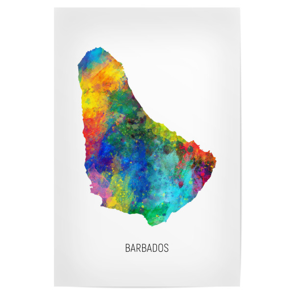 Poster "Barbados Watercolor Map" artboxONE - Kartografie - Barbados,Stadtkarte,Map,Watercolor,Painting