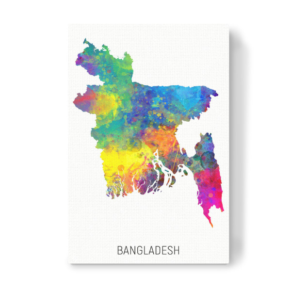 Leinwandbild "Bangladesh Watercolor Map" artboxONE - Kartografie - Bangladesh,Stadtkarte,Map,Watercolor,Painting