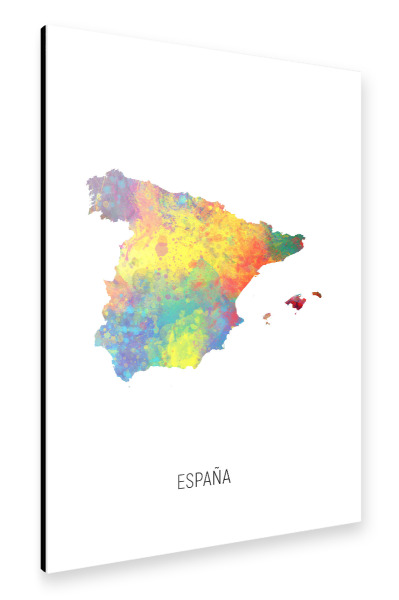 Alu-Dibond "España Watercolor Map" 30x20 cm artboxONE