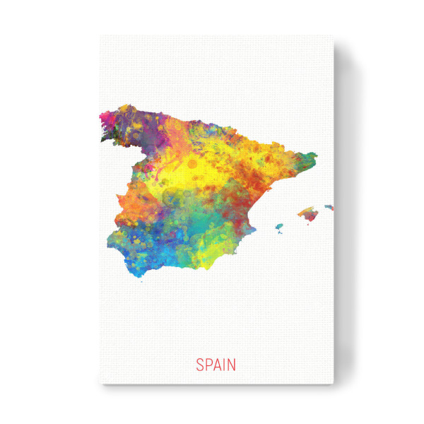 Leinwandbild "Spain Watercolor Map" artboxONE - Kartografie - Spain,Stadtkarte,Map,Watercolor,Painting
