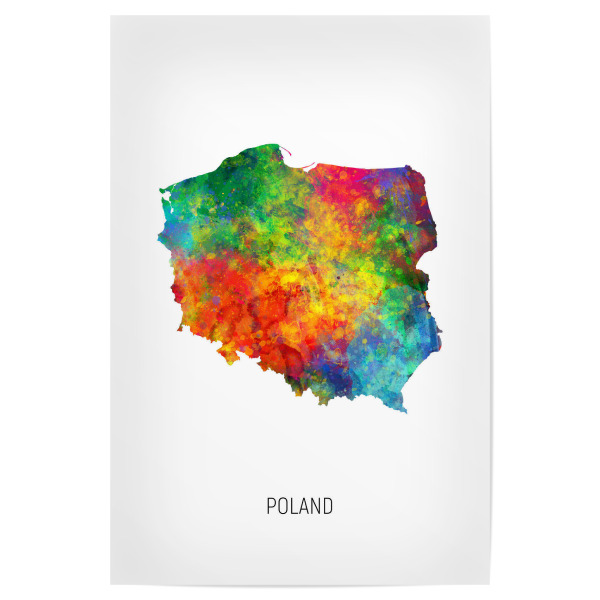 Poster "Poland Watercolor Map" artboxONE - Kartografie - Poland,Stadtkarte,Map,Watercolor,Painting