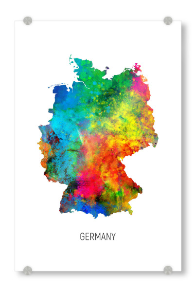 Acrylglasbild "Germany Watercolor Map" artboxONE - Kartografie - Germany,Stadtkarte,Map,Watercolor,Painting