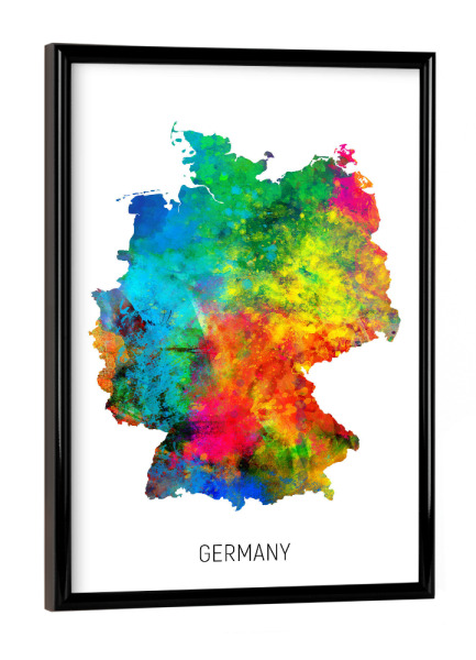 Poster mit schwarzem Rahmen "Germany Watercolor Map" artboxONE - Kartografie - Germany,Stadtkarte,Map,Watercolor,Painting