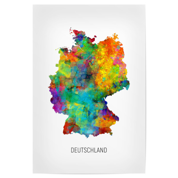 Poster 30x20 cm "Deutschland Watercolor Map" artboxONE - Kartografie - Deutschland,Stadtkarte,Map,Watercolor,Painting