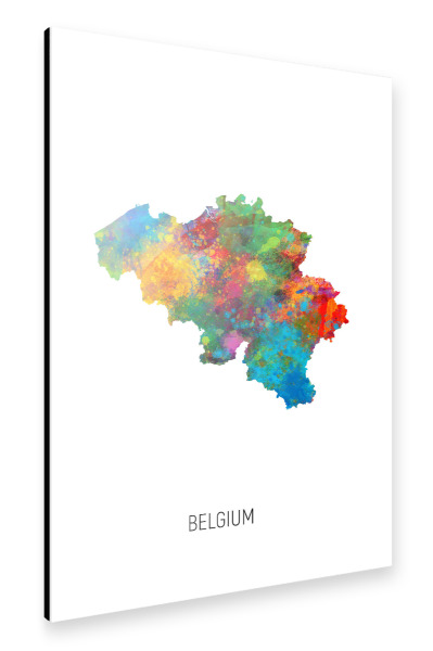 Alu-Dibond "Belgium Watercolor Map" 30x20 cm artboxONE