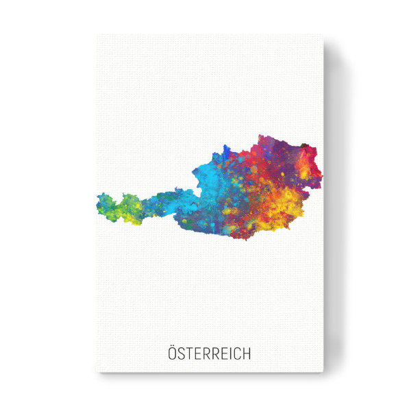 Leinwandbild "Österreich Watercolor Map" artboxONE - Kartografie - Österreich,Stadtkarte,Map,Watercolor,Painting