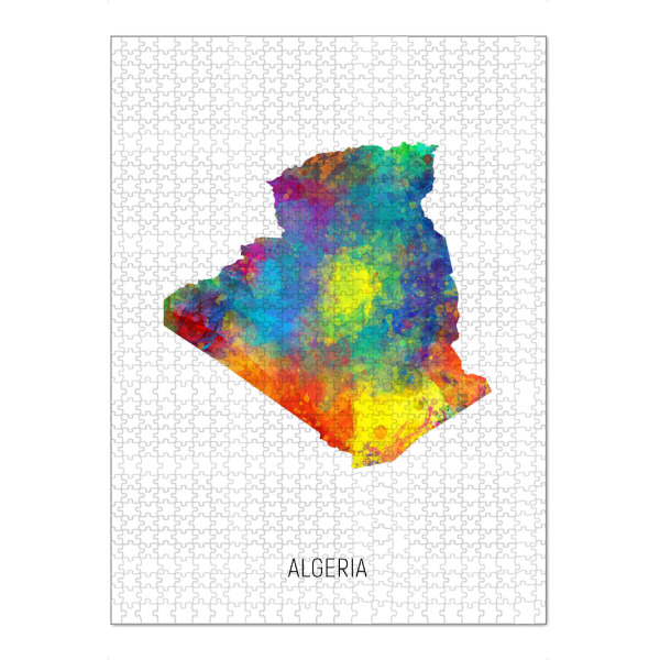 Puzzle Ravensburger "Algeria Watercolor Map" artboxONE - Kartografie - Algeria,Stadtkarte,Map,Watercolor,Painting - Bild algeria