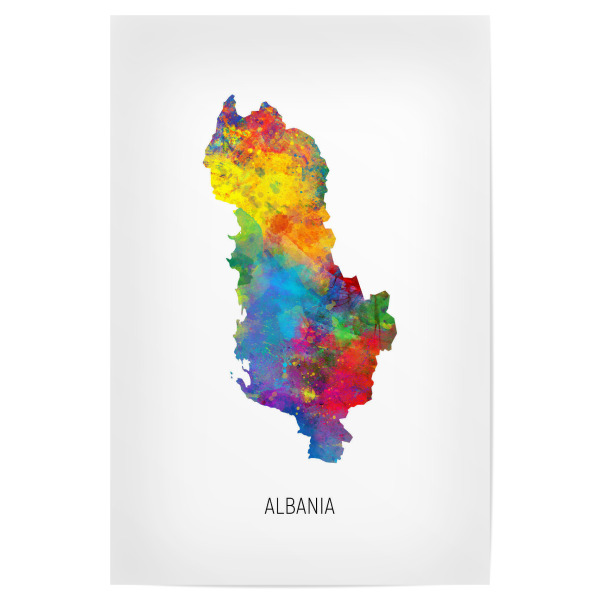 Poster 30x20 cm "Albania Watercolor Map" artboxONE - Kartografie - Albania,Stadtkarte,Map,Watercolor,Painting