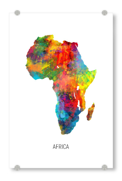 Acrylglasbild "Africa Watercolor Map" artboxONE - Kartografie - Africa,Stadtkarte,Map,Watercolor,Painting