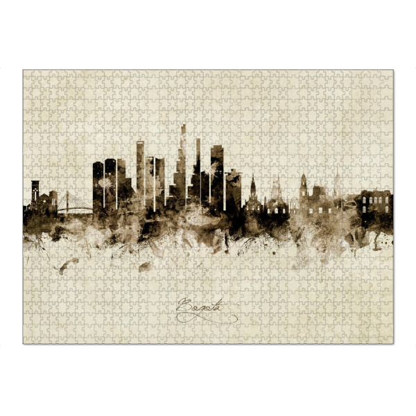 Puzzle Ravensburger "Bogotá Colombia Skyline Sepia" artboxONE - Städte - Bogotá,Colombia,Skyline,Cityscape,Stadtbild,Watercolor,Painting