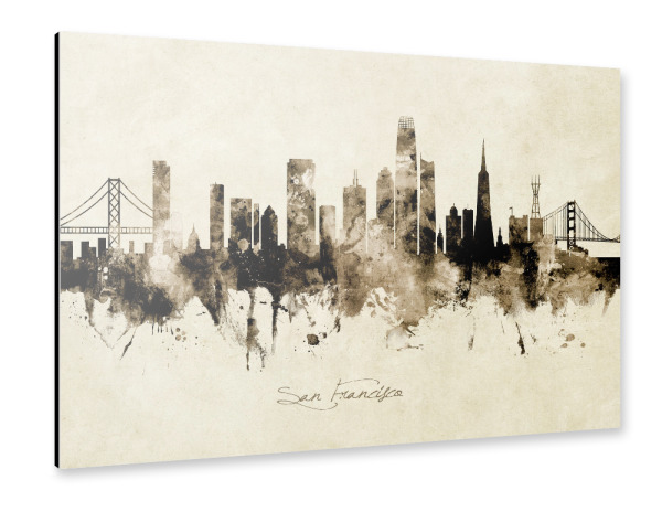 Alu-Dibond "San Francisco Skyline Sepia" 30x20 cm artboxONE