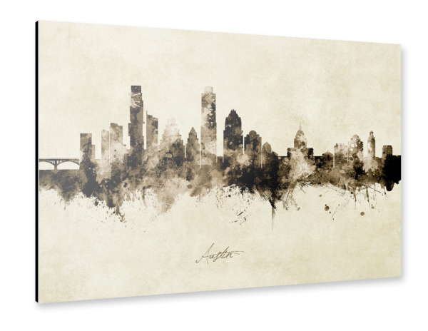 Alu-Dibond "Austin Texas Skyline Sepia" 30x20 cm artboxONE