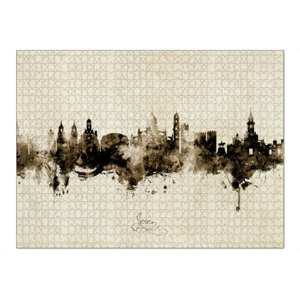 Puzzle Ravensburger "Jerez Spain Skyline Sepia" artboxONE - Städte - Jerez,Spain,Skyline,Cityscape,Stadtbild,Watercolor,Painting - Bild jerez