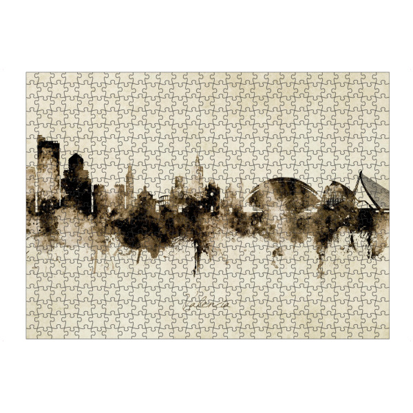 artboxONE Puzzle "Valencia Spain Skyline Sepia" artboxONE - Städte - Valencia,Spain,Skyline,Cityscape,Stadtbild,Watercolor,Painting