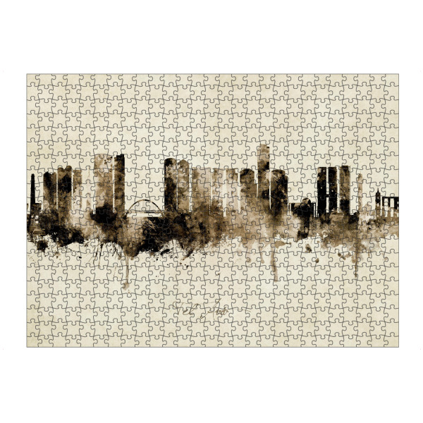 artboxONE Puzzle "Tel Aviv Israel Skyline Sepia" artboxONE - Städte - Tel aviv,Israel,Skyline,Cityscape,Stadtbild,Watercolor,Painting