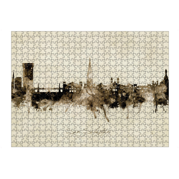 artboxONE Puzzle "San Sebastian Spain Skyline Sepia" artboxONE - Städte - San sebastián,Spain,Skyline,Cityscape,Stadtbild,Watercolor,Painting