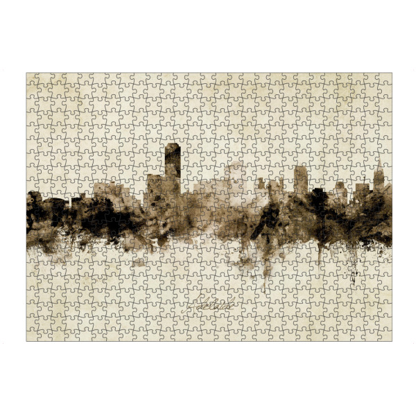 artboxONE Puzzle "Adelaide Australia Skyline Sepia" artboxONE - Städte - Adelaide,Australia,Skyline,Cityscape,Stadtbild,Watercolor,Painting