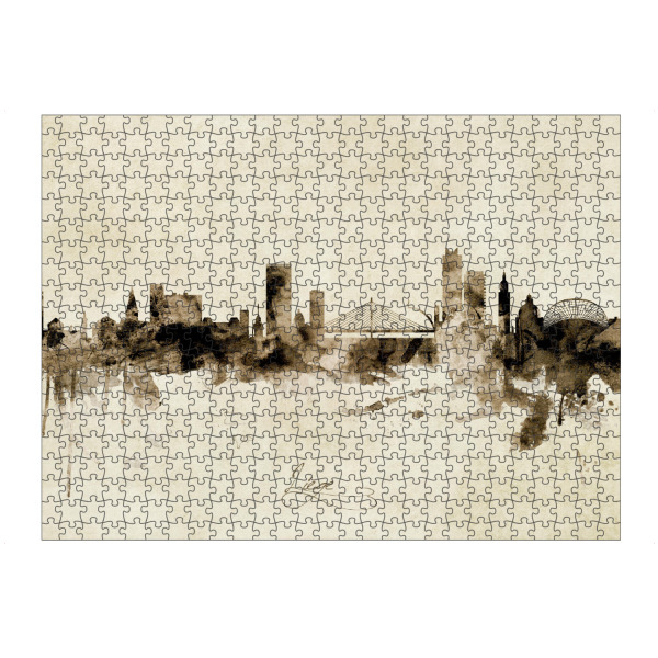 artboxONE Puzzle "Liege Belgium Skyline Sepia" artboxONE - Städte - Liege,Belgium,Skyline,Cityscape,Stadtbild,Watercolor,Painting - Bild liege