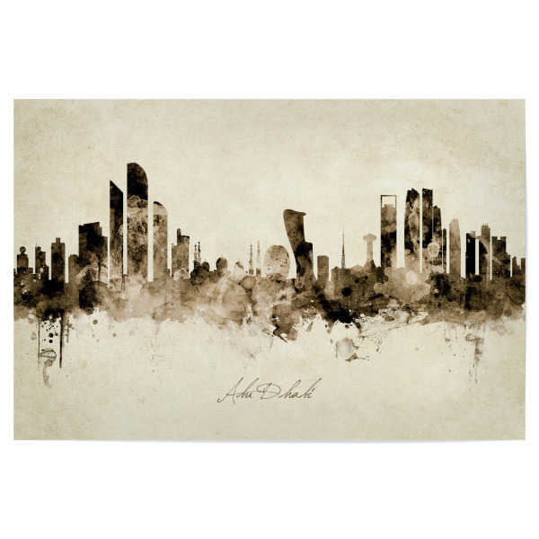 Poster 30x20 cm "Abu Dhabi Skyline Sepia" artboxONE - Städte - Abu dhabi,United arab emirates,Skyline,Cityscape,Stadtbild,Watercolor,Painting