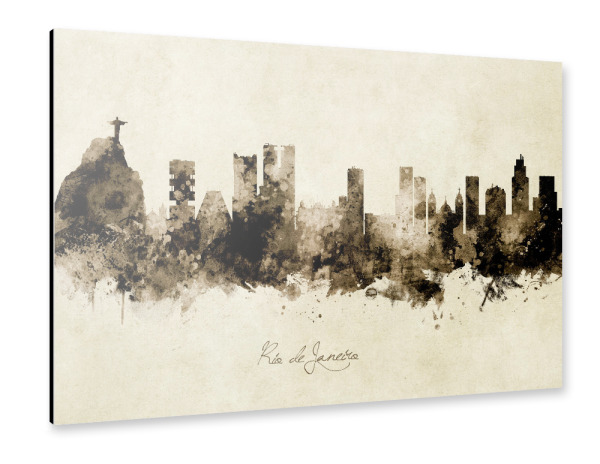 Alu-Dibond "Rio de Janeiro Skyline Sepia" 30x20 cm artboxONE