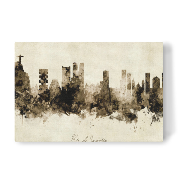 Leinwandbild "Rio de Janeiro Skyline Sepia" artboxONE - Städte - Rio de janeiro,Brazil,Skyline,Cityscape,Stadtbild,Watercolor,Painting
