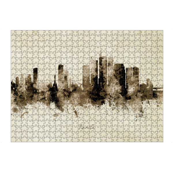 artboxONE Puzzle "Manila Philippines Skyline Sepia" artboxONE - Städte - Manila,Philippines,Skyline,Cityscape,Stadtbild,Watercolor,Painting