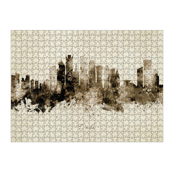 artboxONE Puzzle "Doha Qatar Skyline Sepia" artboxONE - Städte - Doha,Qatar,Skyline,Cityscape,Stadtbild,Watercolor,Painting - Bild doha
