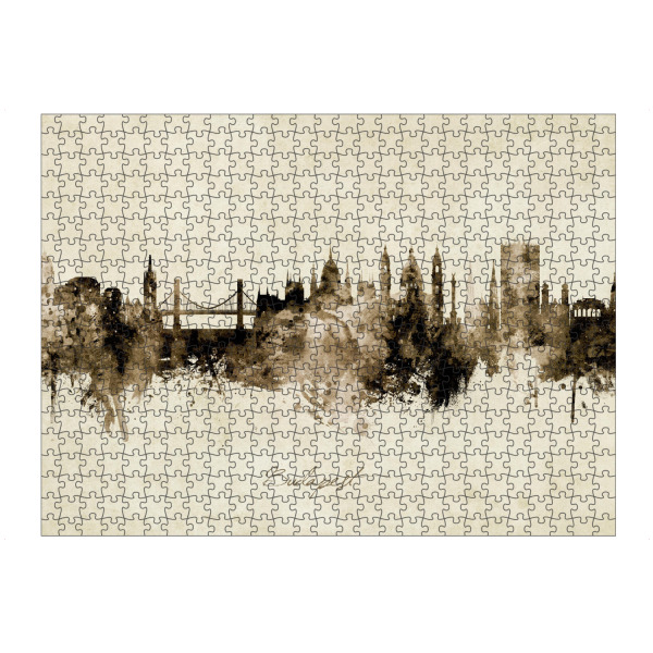 Puzzle Ravensburger "Budapest Hungary Skyline Sepia" artboxONE - Städte / Budapest - Budapest,Hungary,Skyline,Cityscape,Stadtbild,Watercolor,Painting